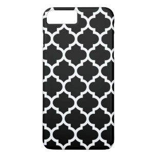 Funda Para iPhone 8 Plus/7 Plus Black DIY BG White Moroccan Quatrefoil #5