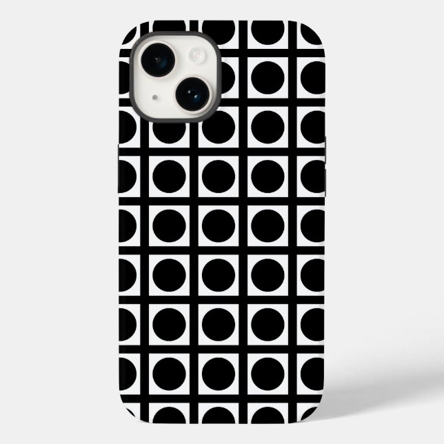 Funda De Case-Mate Para iPhone Black Elegant Grid Dots (Reverso )
