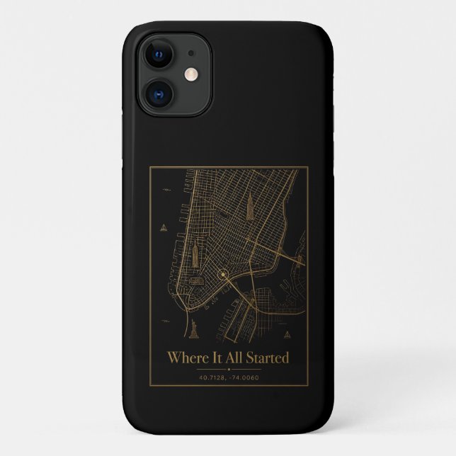 Funda De Case-Mate Para iPhone Black Gold Custom City Map iPhone Case  (Reverso)