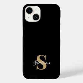 Funda Para iPhone 14 De Case-Mate Black & Gold | Monograma Inicial Nombre Personaliz
