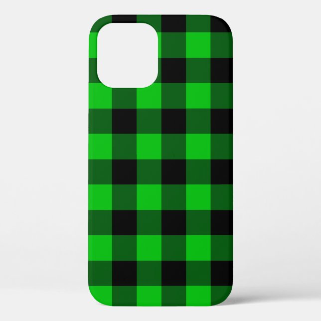 Funda De Case-Mate Para iPhone Black Green Check (Reverso )