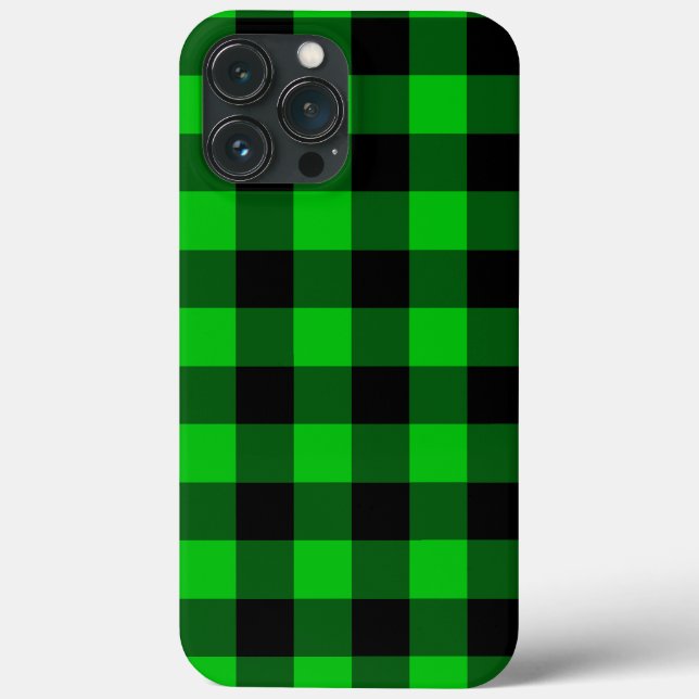 Funda De Case-Mate Para iPhone Black Green Check (Reverso )
