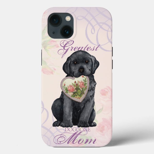 Funda De Case-Mate Para iPhone Black Lab Heart Mom (Reverso )