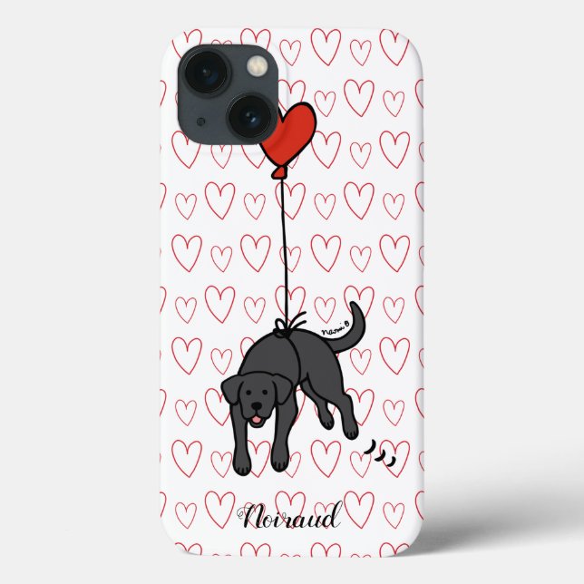 Funda De Case-Mate Para iPhone Black Labrador Floral Heart  (Reverso)