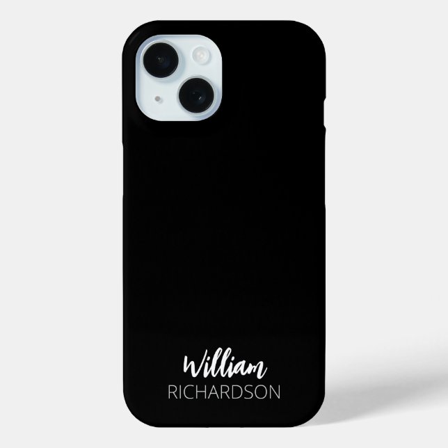 Funda De Case-Mate Para iPhone Black Modern Monogram Script Name (Reverso )