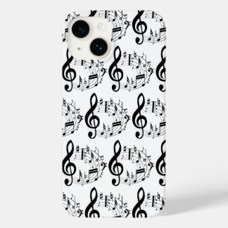 Funda Para iPhone 14 De Case-Mate Black Musical Notes in Oval Shape Pattern
