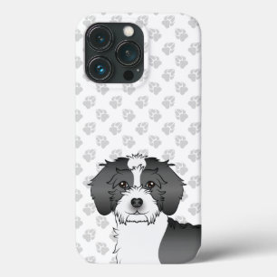 Funda Para iPhone 13 Pro Black Parti-color Mini Goldendoodle Cute Dog Head