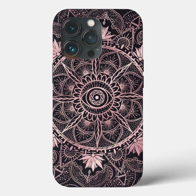 Funda De Case-Mate Para iPhone Black Pink Eye Mandala (Reverso )