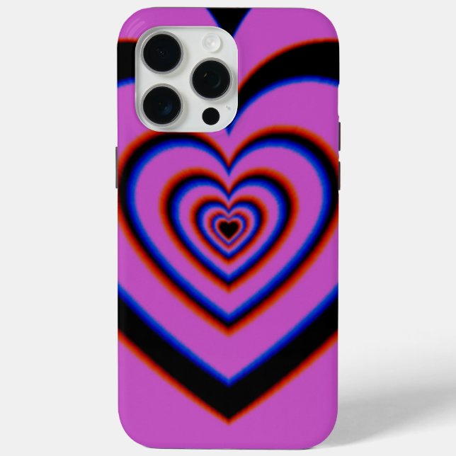 Funda De Case-Mate Para iPhone Black Purple Trippy Hypnotic Heart Love Pattern (Reverso )