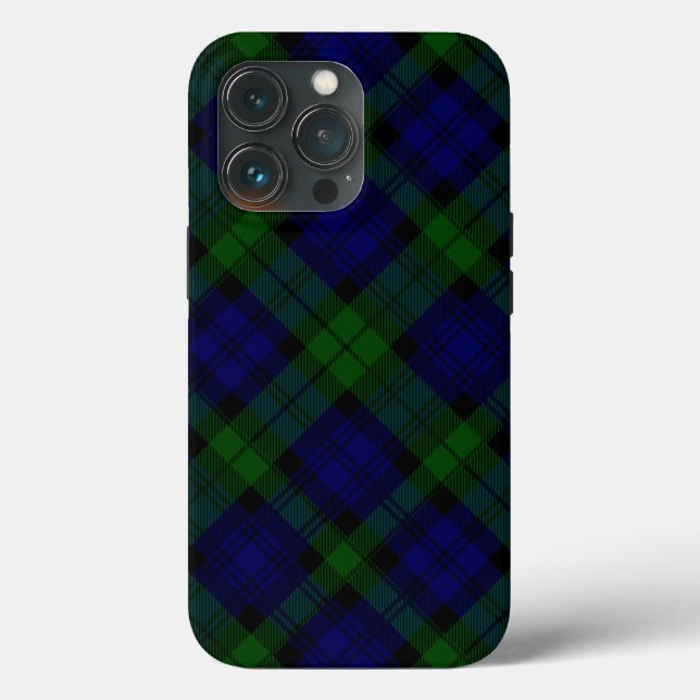 Funda De Case-Mate Para iPhone Black Watch Tartan Blue Green Plage (Reverso )