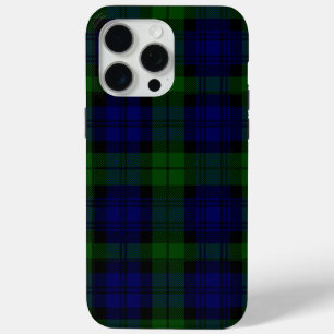 Funda Para iPhone 15 Pro Max Black Watch Tartan Blue Green Plage