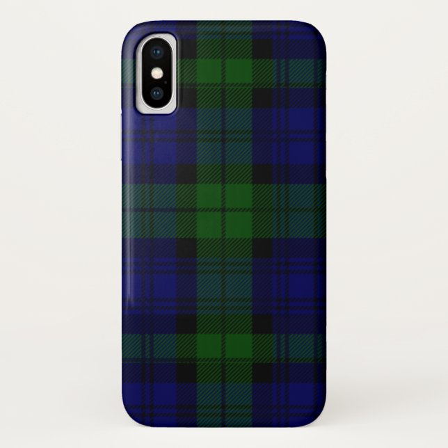 Funda De Case-Mate Para iPhone Black Watch Tartan Blue Green Plage (Reverso)