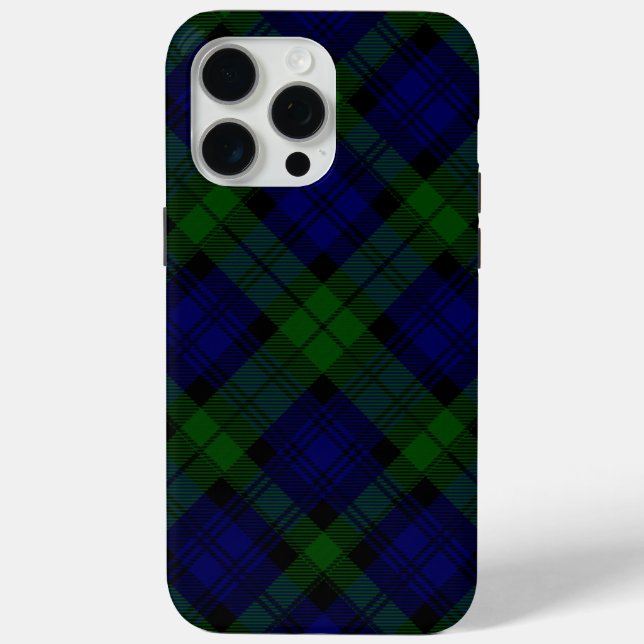 Funda De Case-Mate Para iPhone Black Watch Tartan Blue Green Plage (Reverso )