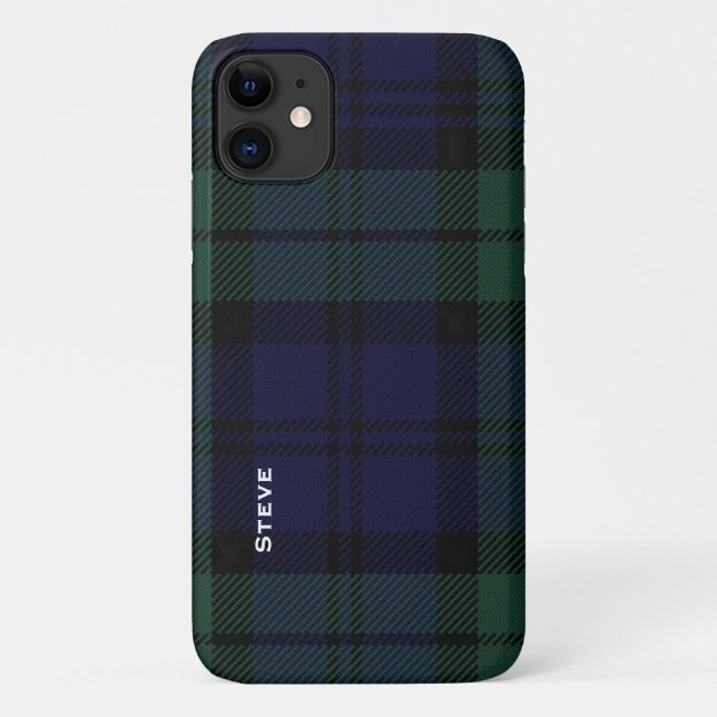 Funda De Case-Mate Para iPhone Black Watch Tartán Placa (Reverso)