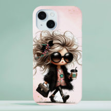 Black Watercolor Quirky Urban Chica Café Run