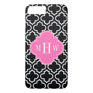 Funda Para iPhone 8 Plus/7 Plus Black Whats Moroccan #6 Hot Pink 3 First Monograma