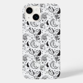 Funda Para iPhone 14 De Case-Mate Black & White Paisley Pattern –Elegant Textile Art