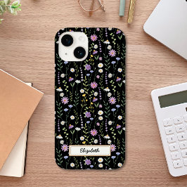 Funda Para iPhone 14 De Case-Mate Black Wild Flowers Pattern