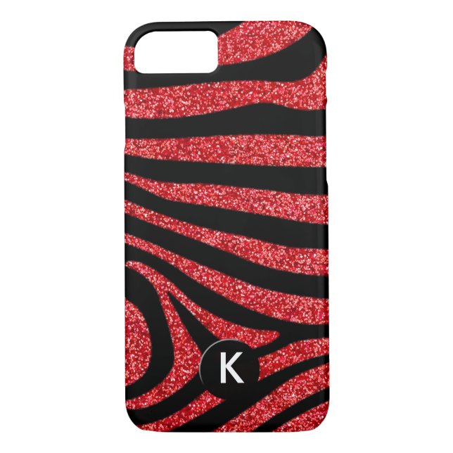Funda De Case-Mate Para iPhone Black Zebra Stripes Monograma Purpurina Verde azul (Reverso)