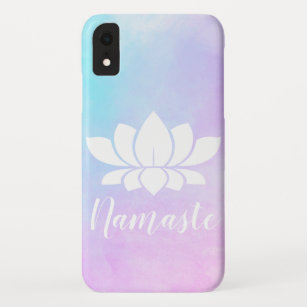 Funda Para iPhone XR Blancas Lotus Silhouette Namaste Pink & Blue Paste
