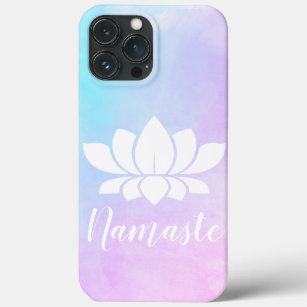 Funda Para iPhone 13 Pro Max Blancas Lotus Silhouette Namaste Pink & Blue Paste