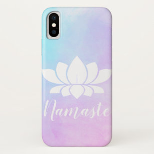 Funda Para iPhone X Blancas Lotus Silhouette Namaste Pink & Blue Paste