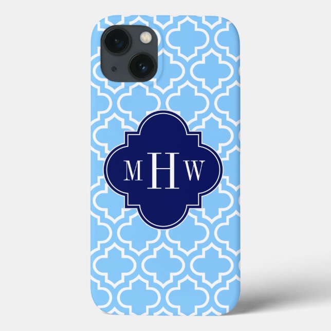 Funda De Case-Mate Para iPhone Blanco Azul cielo Marruecos #6 Marina 3 Monograma  (Reverso)