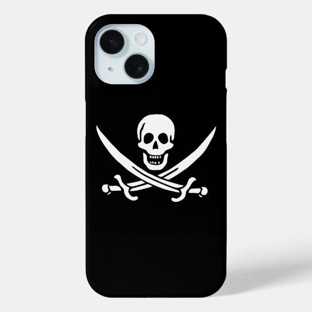 Funda De Case-Mate Para iPhone Blanco, Bandera Pirata Calico Jack, Calavera y Cri (Reverso )
