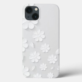 Funda Para iPhone 13 blanco de fondo de flor de papel