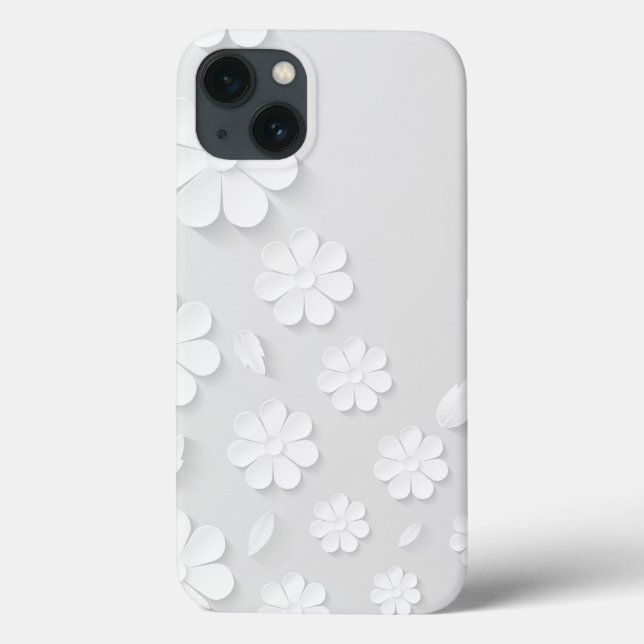 Funda De Case-Mate Para iPhone blanco de fondo de flor de papel (Reverso)