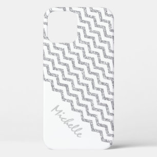 Funda Para iPhone 12 Pro Blanco de plata de Chevron personalizado