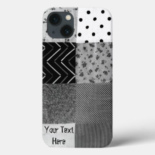 Funda Para iPhone 13 blanco del negro del diseño de la tela del
