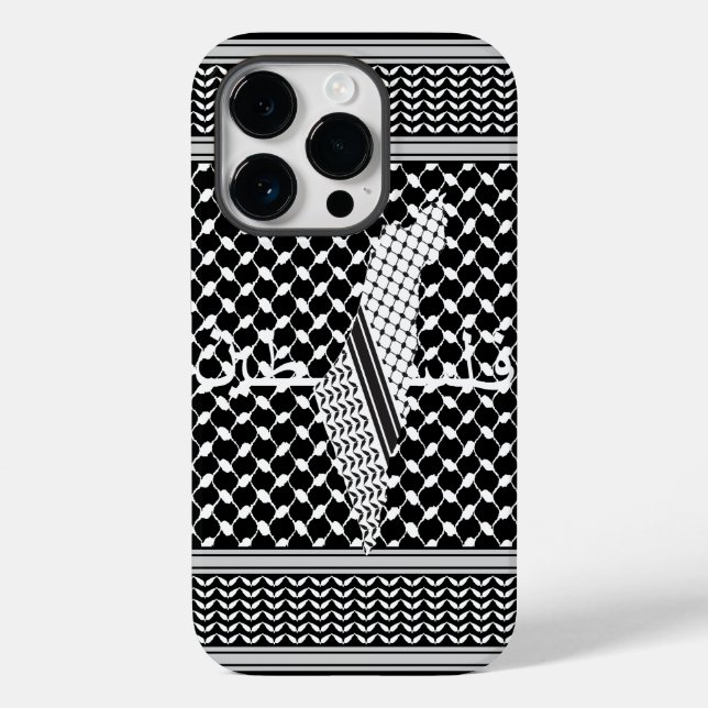 Funda De Case-Mate Para iPhone Blanco del patrón palestino de Keffiyeh (Reverso )