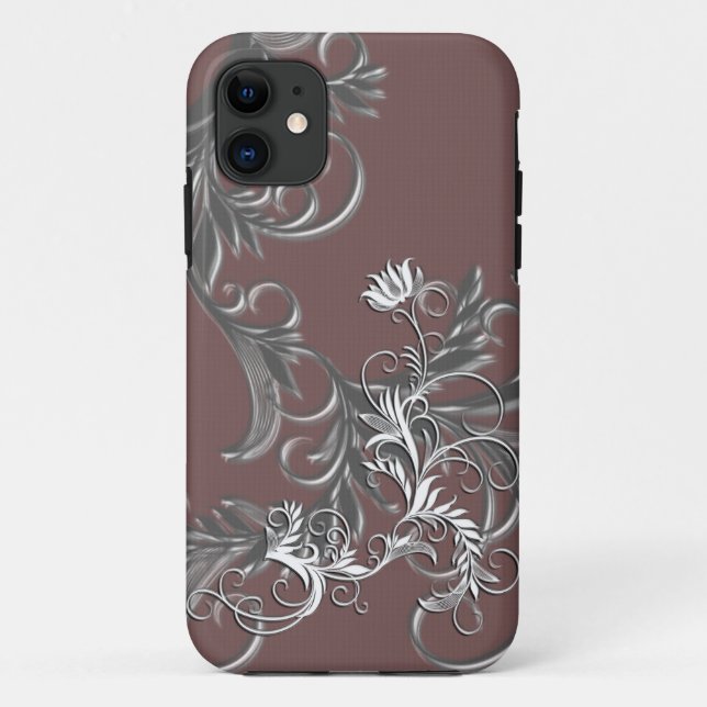 Funda De Case-Mate Para iPhone Blanco - Efecto Grabado en relieve de la flor metá (Reverso)