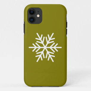 Funda Para iPhone 11 Blanco Moderno Copo de Nieve Nórdico Sobre Oliva D