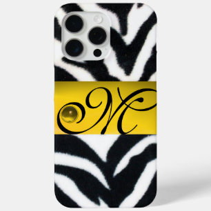 Funda Para iPhone 15 Pro Max BLANCO NEGRO AMARILLO ZEBRA FUR MONOGRAM,Topaz