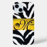 BLANCO NEGRO AMARILLO ZEBRA FUR MONOGRAM,Topaz