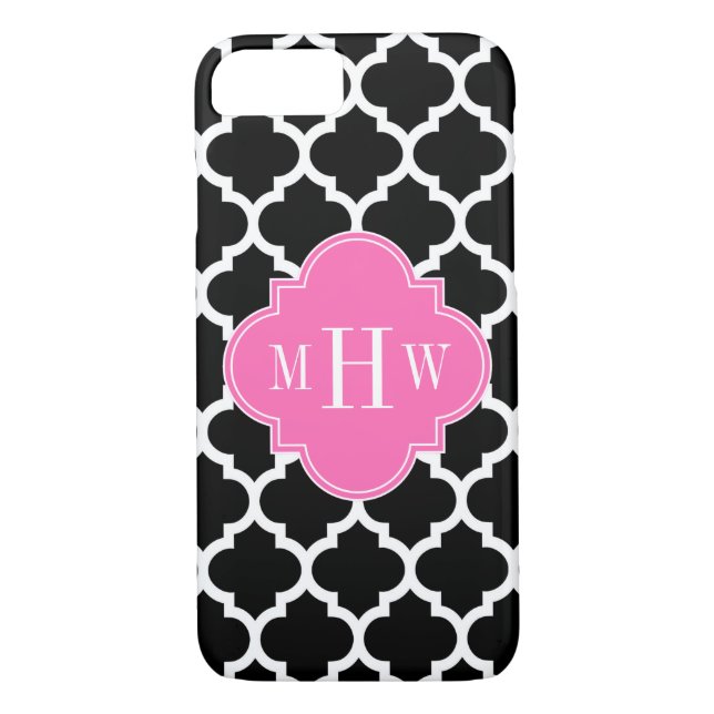 Funda De Case-Mate Para iPhone Blanco negro Marruecos #5 Rosa caliente #2 Nombre  (Reverso)