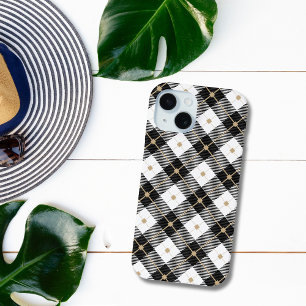 Funda Para iPhone 15 Blanco negro y oro revestido