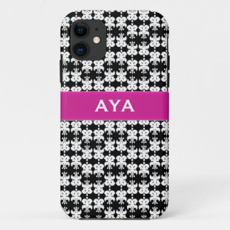 Funda Para iPhone 11 Blanco negro y rosa