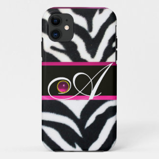 TITLE_SEO2 BLANCO NEGRO ZEBRA FUR FUCHSIA PINK GEM MONOGRAM,