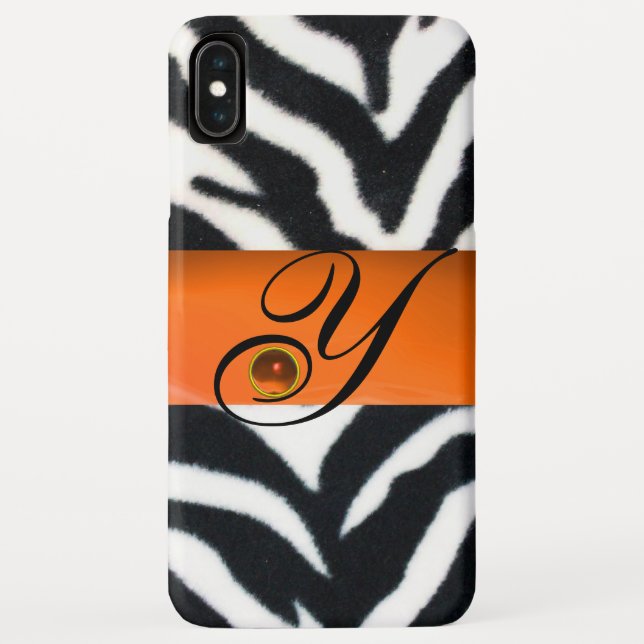FUNDA DE Case-Mate PARA iPhone BLANCO NEGRO ZEBRA FUR NARANJA AMARILLO GEM MONOGR (Reverso)