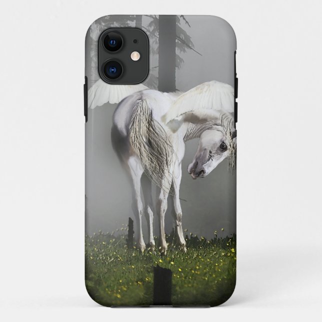 Funda De Case-Mate Para iPhone Blanco Pegasus y Misty Forest Fantasy Art (Reverso)