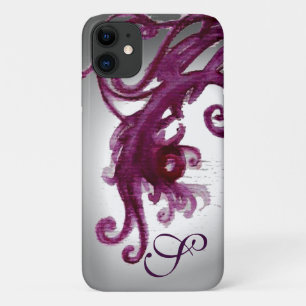 FUNDA PARA iPhone 11 BLANCO PURPLE BERRIES Y FLORALES MONOGRAM