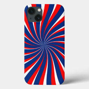 Funda Para iPhone 13 Blanco rojo azul en espiral
