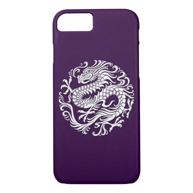 Funda De Case-Mate Para iPhone Blanco tradicional en círculo chino púrpura del (Reverso)