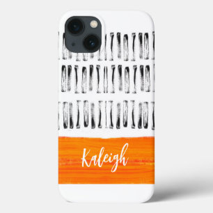 Funda Para iPhone 13 blanco y gris naranja añaden su arte de patrón de