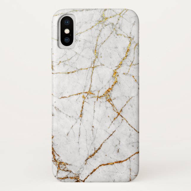 Funda De Case-Mate Para iPhone Blanco y mármol del oro (Reverso)