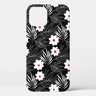 Funda Para iPhone 12 Blanco y negro floral