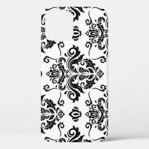 Funda Para iPhone 12 Blanco y negro oriental: Textura clásica